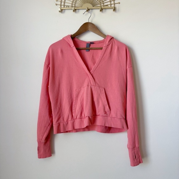 Sweaty Betty After Class Pullover Hoodie Small Cropped Sweatshirt Coral Pink - Picture 9 of 9